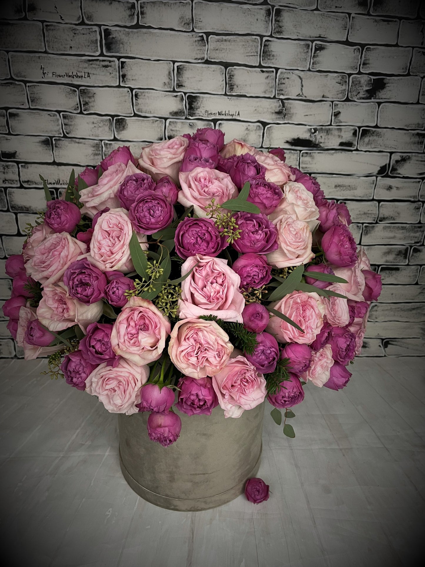 Garden roses in a box