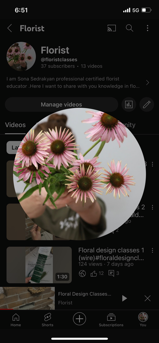 New channel on Youtube with floral design classes videos and shorts.