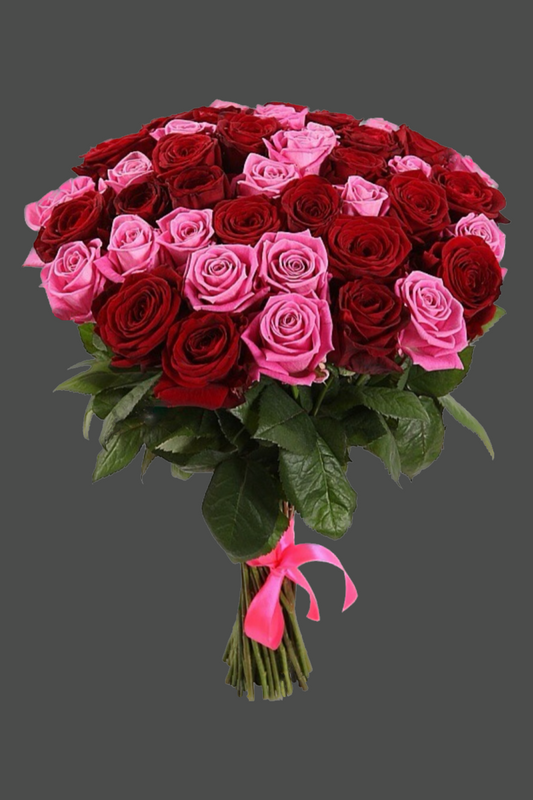 Red and pink roses mixed bouquet
