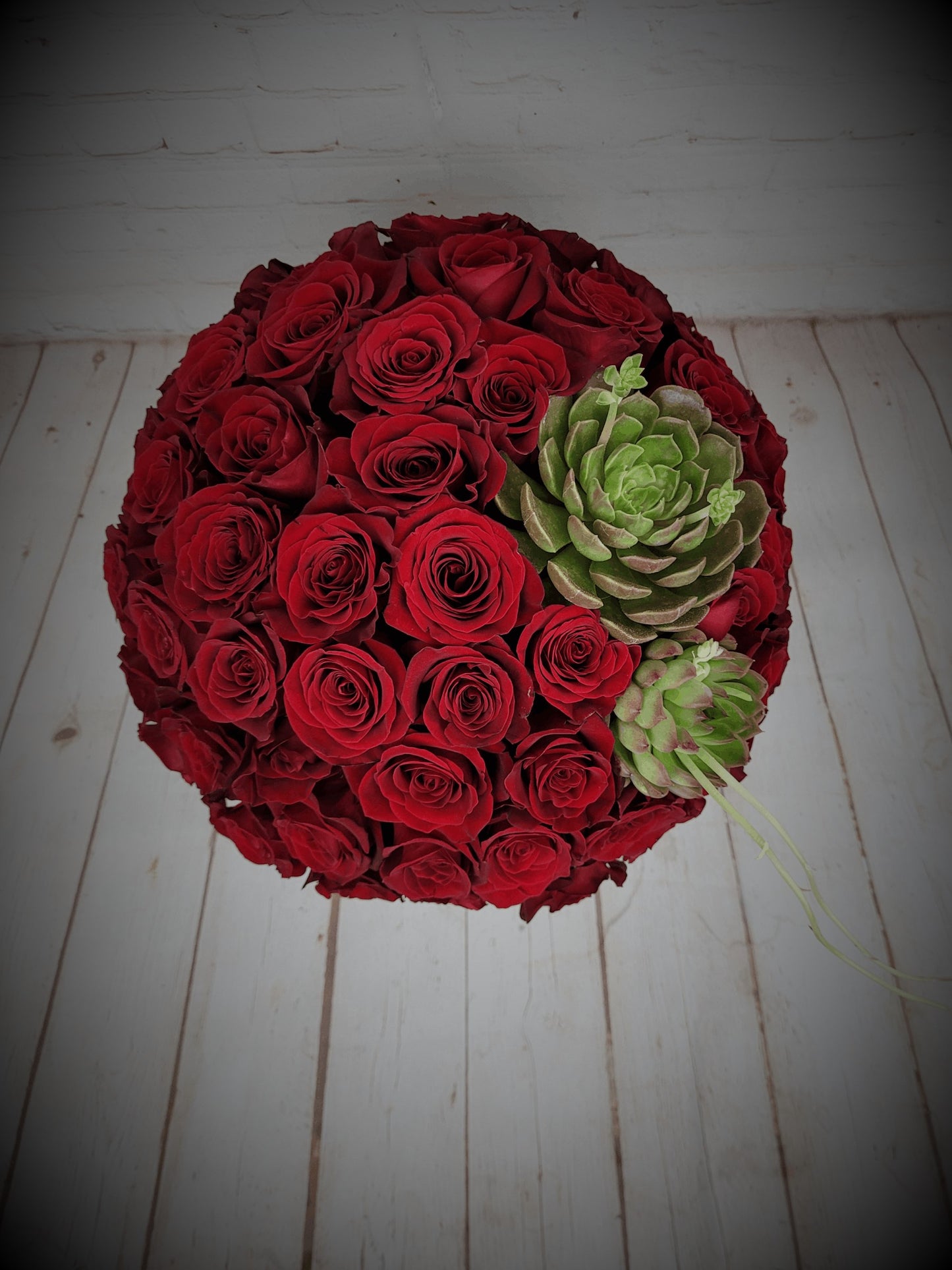 65-75 Red Roses and Succulents