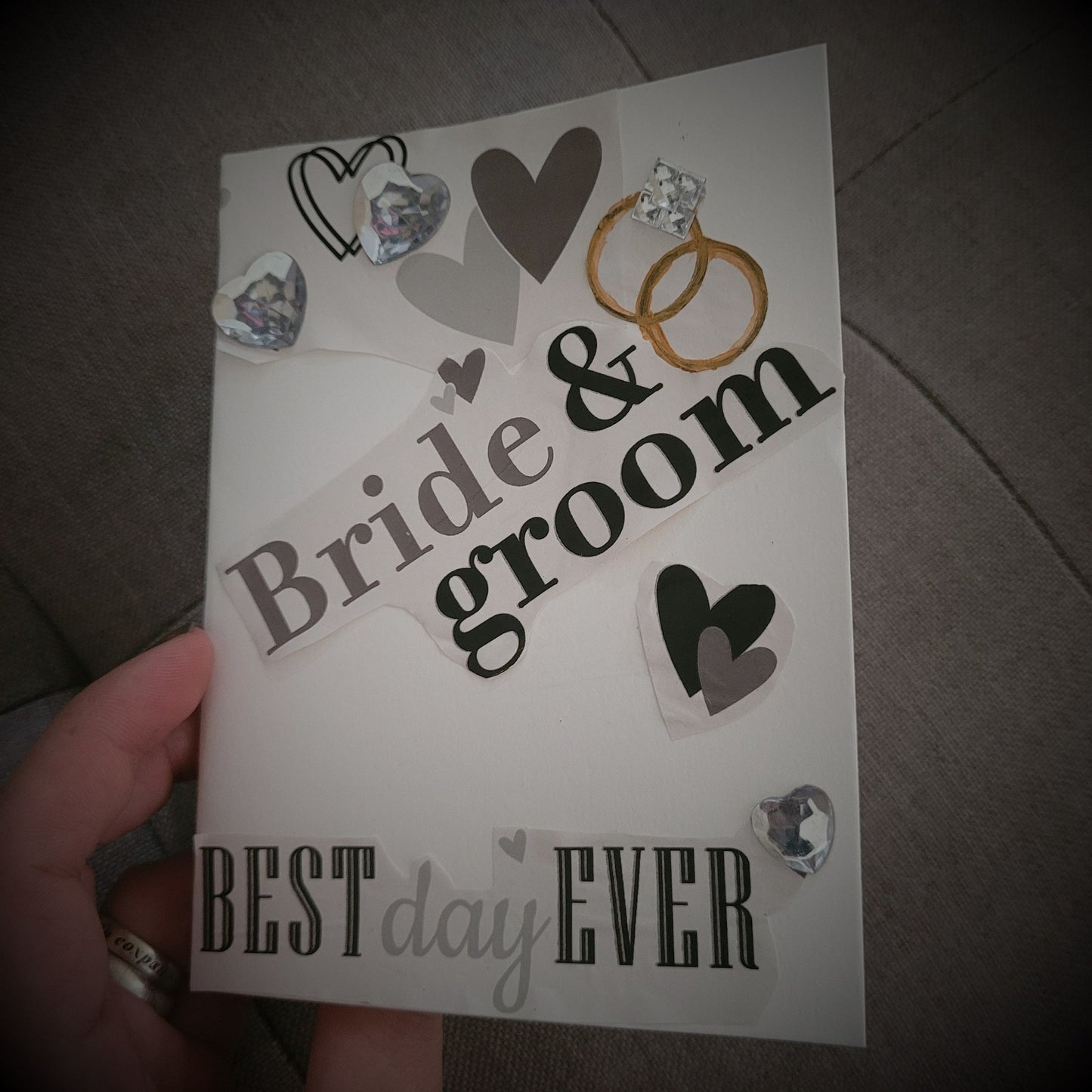 Handmade message card "Bride and Groom"
