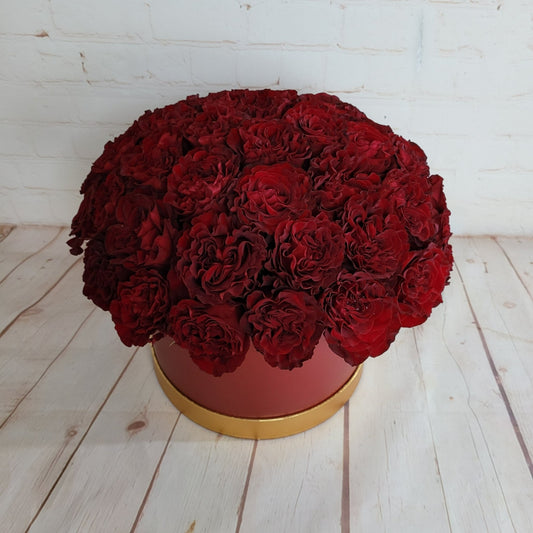 Red roses in a box